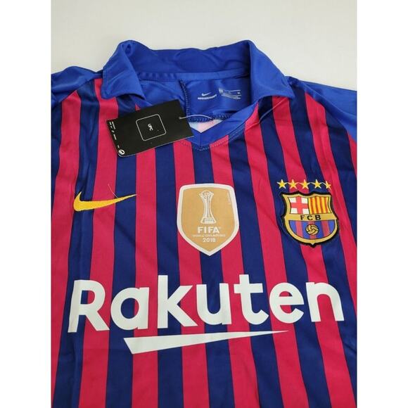 NWT Boys L Nike Authentic Dri Fit FC Barcelona FIFA World Cup Jersey & Shorts - Picture 8 of 12